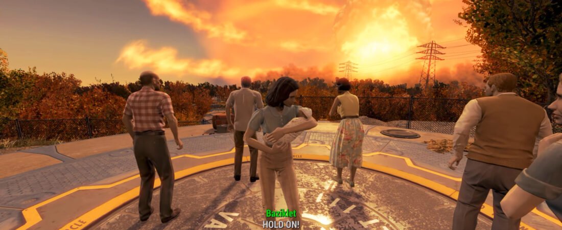 entering vault 111, nuke explosion in the horizon