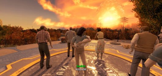 entering vault 111, nuke explosion in the horizon