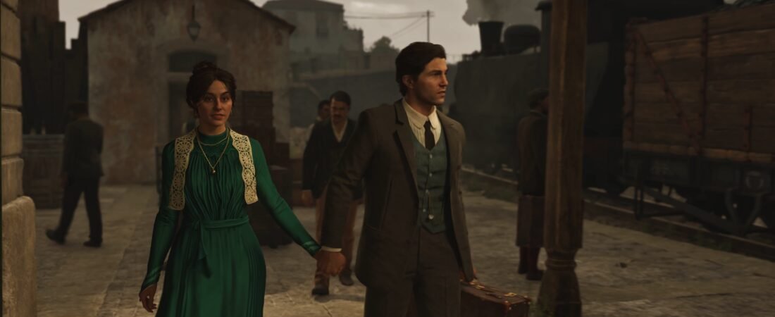 enzo and isabella at the train station